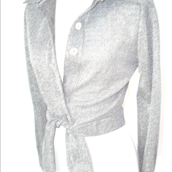 Vintage Bindi Black + Metallic Silver Lurex Cropped Jacket +Mini Skirt Set XS - Picture 3 of 15